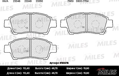 Miles E100215 - Тормозные колодки, дисковые, комплект unicars.by