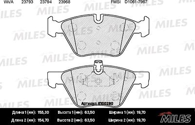 Miles E100280 - Тормозные колодки, дисковые, комплект unicars.by