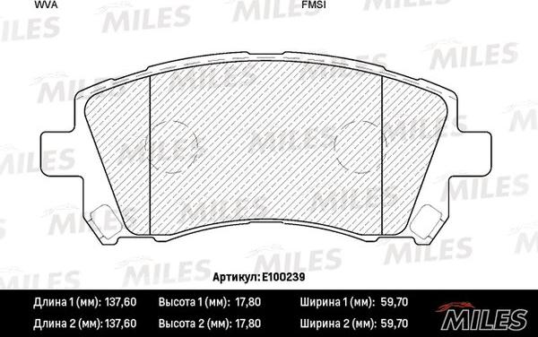 Miles E100239 - Тормозные колодки, дисковые, комплект unicars.by