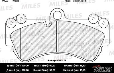 Miles E100272 - Тормозные колодки, дисковые, комплект unicars.by