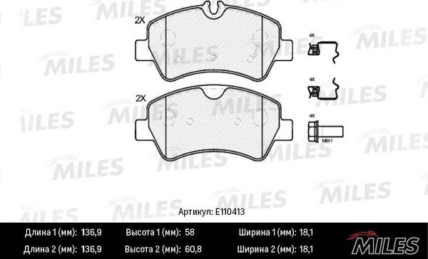 Miles E110413 - Тормозные колодки, дисковые, комплект unicars.by