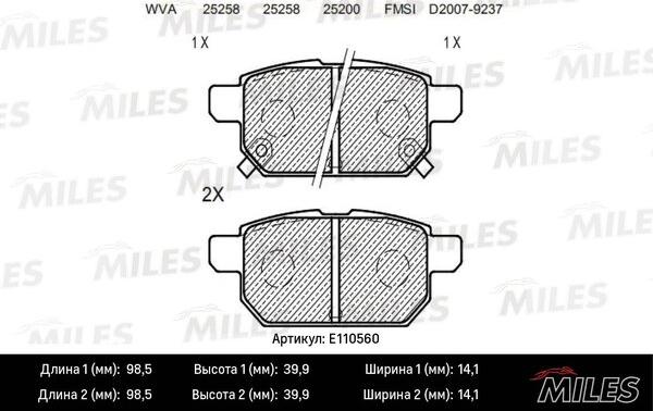 Miles E110560 - Тормозные колодки, дисковые, комплект unicars.by