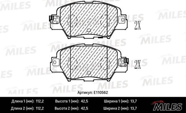 Miles E110562 - Тормозные колодки, дисковые, комплект unicars.by