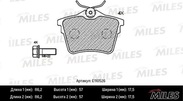 Miles E110526 - Тормозные колодки, дисковые, комплект unicars.by