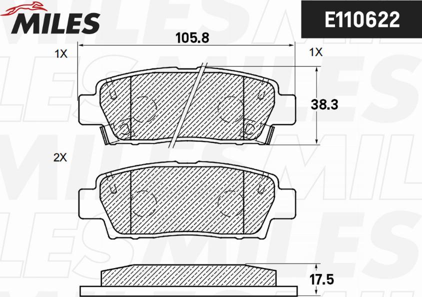 Miles E110622 - Тормозные колодки, дисковые, комплект unicars.by