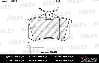 Miles E110004 - Тормозные колодки, дисковые, комплект unicars.by