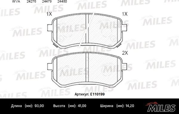 Miles E110199 - Тормозные колодки, дисковые, комплект unicars.by