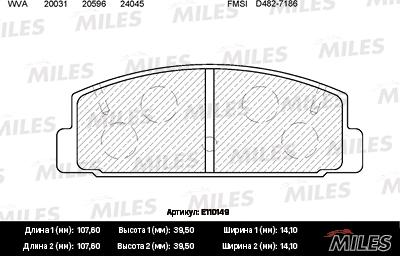 Miles E110149 - Тормозные колодки, дисковые, комплект unicars.by