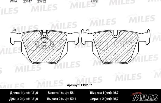 Miles E110107 - Тормозные колодки, дисковые, комплект unicars.by