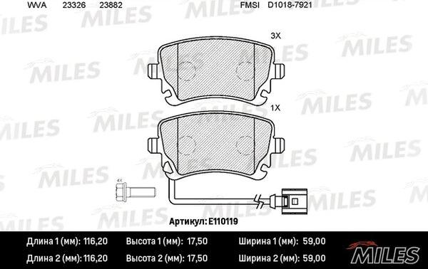 Miles E110119 - Тормозные колодки, дисковые, комплект unicars.by