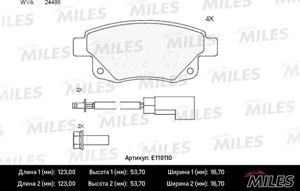 Miles E110110 - Тормозные колодки, дисковые, комплект unicars.by