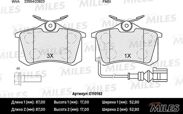 Miles E110182 - Тормозные колодки, дисковые, комплект unicars.by