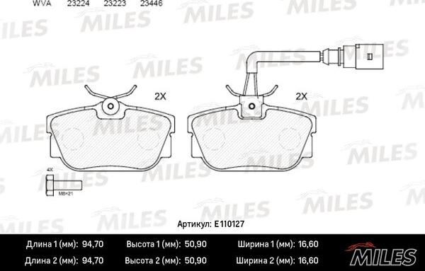 Miles E110127 - Тормозные колодки, дисковые, комплект unicars.by