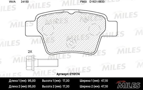 Miles E110174 - Тормозные колодки, дисковые, комплект unicars.by