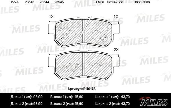 Miles E110178 - Тормозные колодки, дисковые, комплект unicars.by