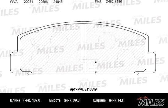 Miles E110319 - Тормозные колодки, дисковые, комплект unicars.by