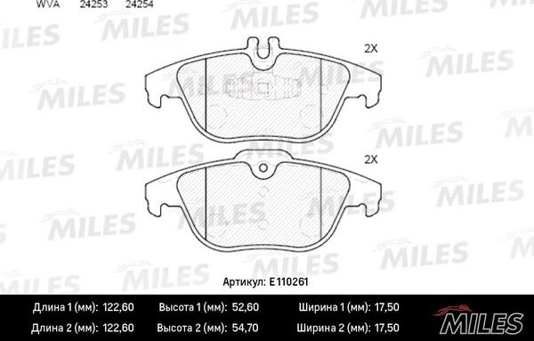 Miles E110261 - Тормозные колодки, дисковые, комплект unicars.by