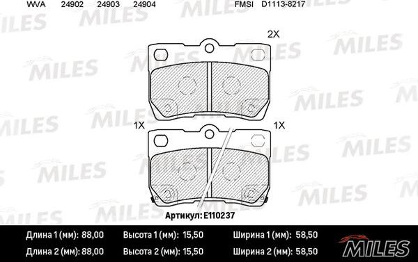 Miles E110237 - Тормозные колодки, дисковые, комплект unicars.by