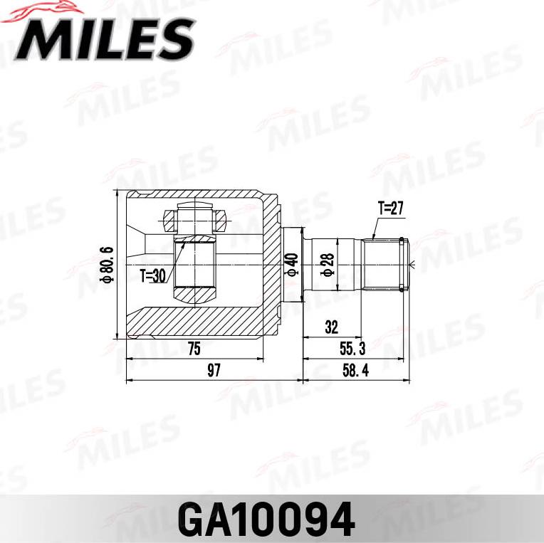 Miles GA10094 - Шарнирный комплект, ШРУС, приводной вал unicars.by