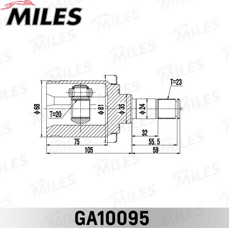 Miles GA10095 - Шарнирный комплект, ШРУС, приводной вал unicars.by