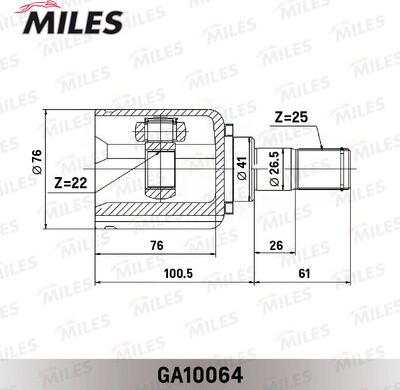 Miles GA10064 - Шарнирный комплект, ШРУС, приводной вал unicars.by