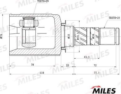 Miles GA10067 - Шарнир, ШРУС, приводной вал unicars.by