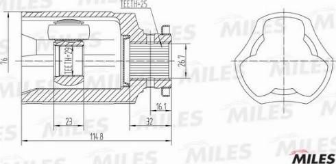 Miles GA10026 - Шарнирный комплект, ШРУС, приводной вал unicars.by