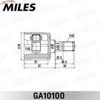 Miles GA10100 - Шарнирный комплект, ШРУС, приводной вал unicars.by