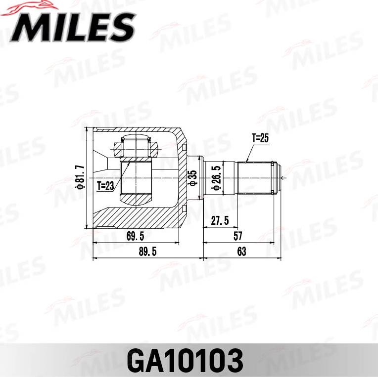 Miles GA10103 - Шарнирный комплект, ШРУС, приводной вал unicars.by