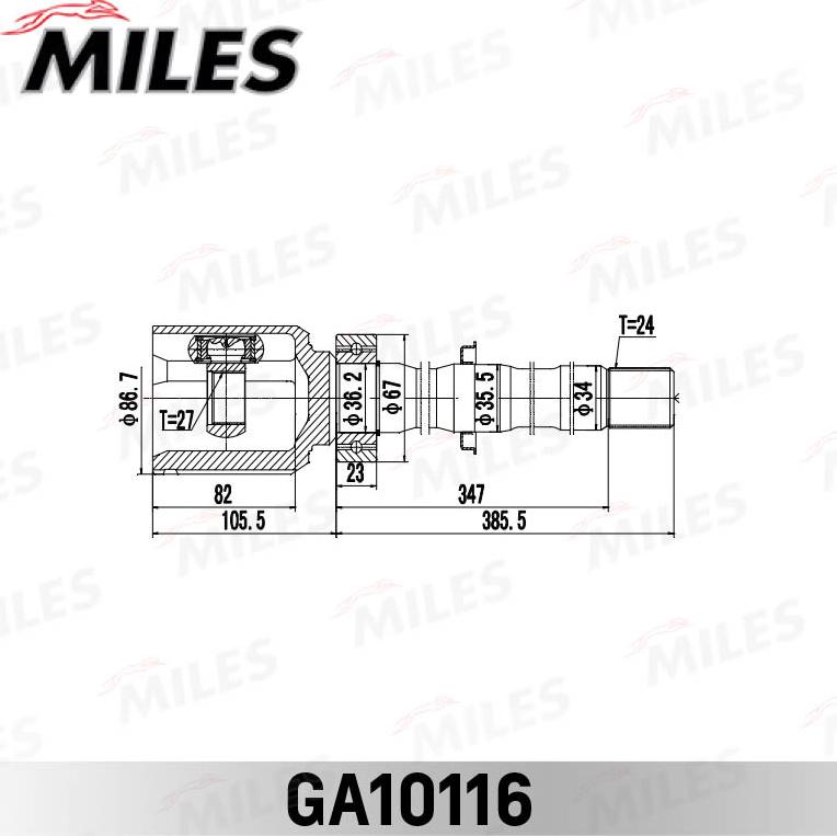 Miles GA10116 - Шарнирный комплект, ШРУС, приводной вал unicars.by