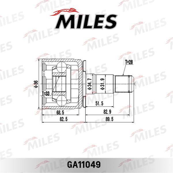 Miles GA11049 - Шарнир, ШРУС, приводной вал unicars.by