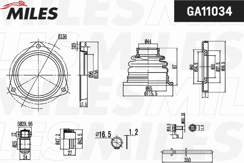 Miles GA11034 - Шарнир, ШРУС, приводной вал unicars.by