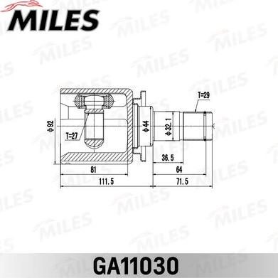 Miles GA11030 - Шарнирный комплект, ШРУС, приводной вал unicars.by