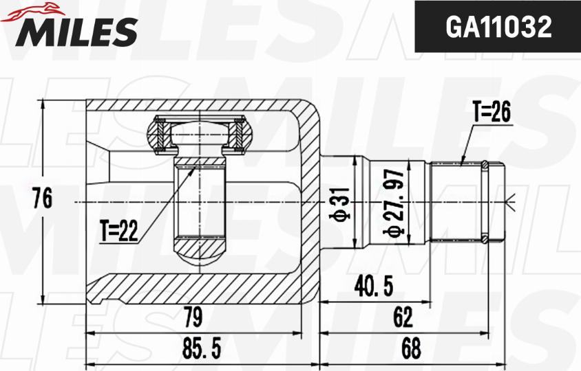 Miles GA11032 - Шарнирный комплект, ШРУС, приводной вал unicars.by