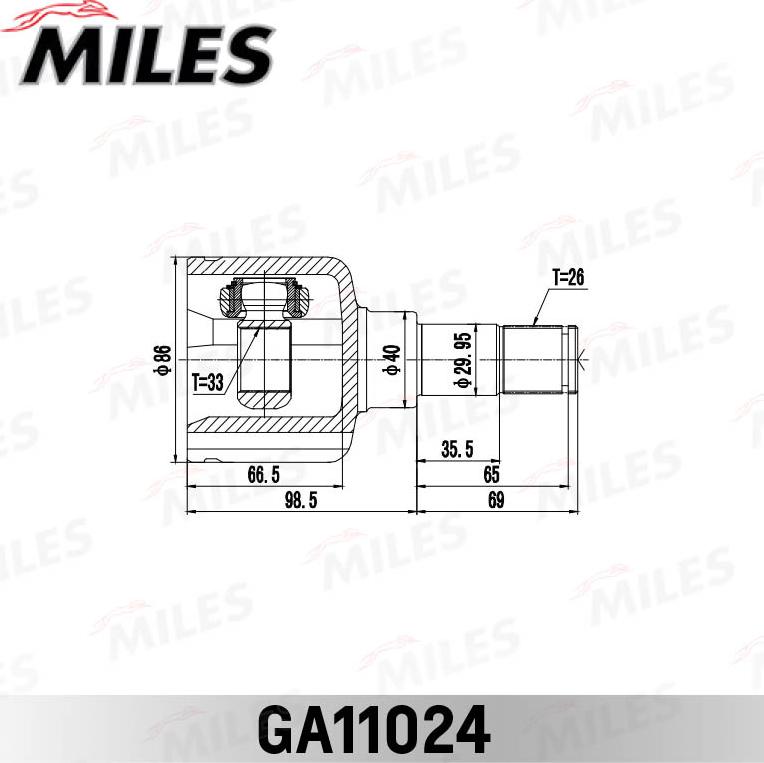 Miles GA11024 - Трипоид, муфта с шипами, приводной вал unicars.by