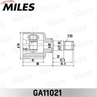 Miles GA11021 - Шарнирный комплект, ШРУС, приводной вал unicars.by