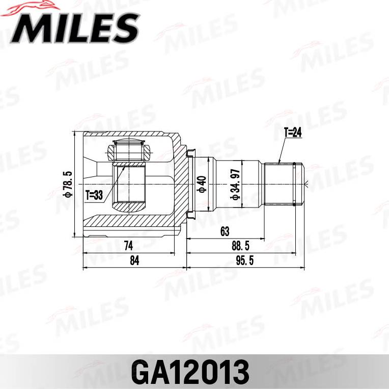 Miles GA12013 - Шарнирный комплект, ШРУС, приводной вал unicars.by