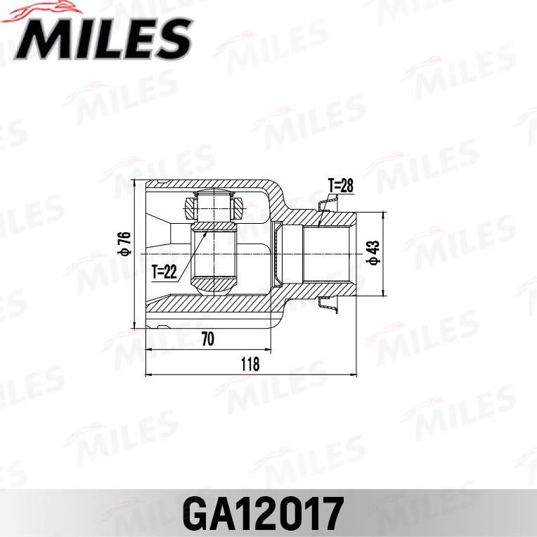 Miles GA12017 - Шарнирный комплект, ШРУС, приводной вал unicars.by