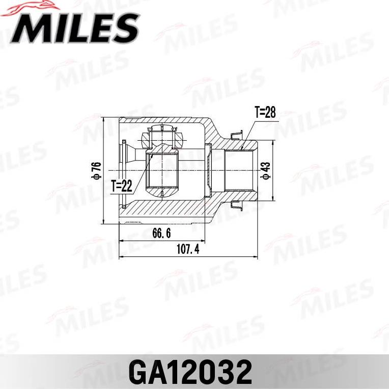 Miles GA12032 - Шарнирный комплект, ШРУС, приводной вал unicars.by