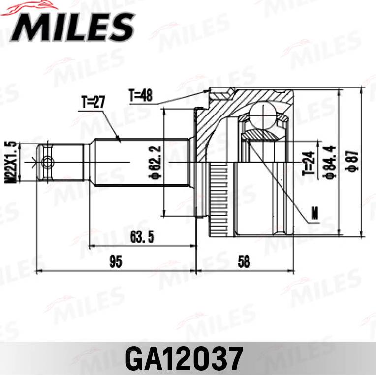 Miles GA12037 - Шарнирный комплект, ШРУС, приводной вал unicars.by