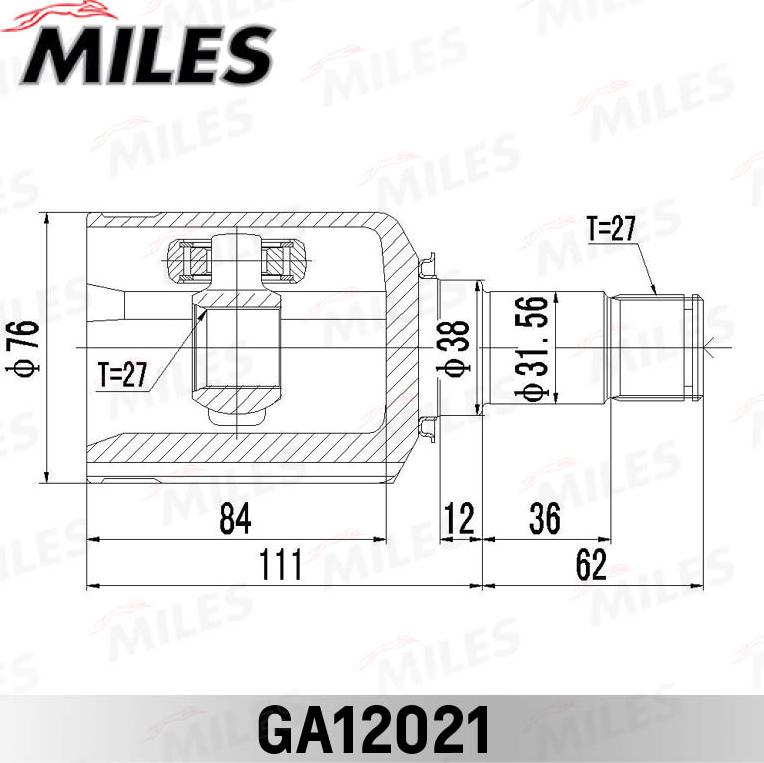 Miles GA12021 - Шарнирный комплект, ШРУС, приводной вал unicars.by