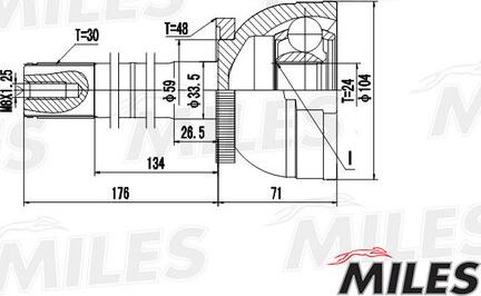 Miles GA20491 - Шарнирный комплект, ШРУС, приводной вал unicars.by