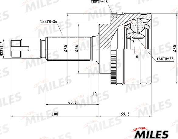 Miles GA20455 - Шарнирный комплект, ШРУС, приводной вал unicars.by