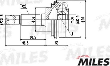 Miles GA20464 - Шарнирный комплект, ШРУС, приводной вал unicars.by