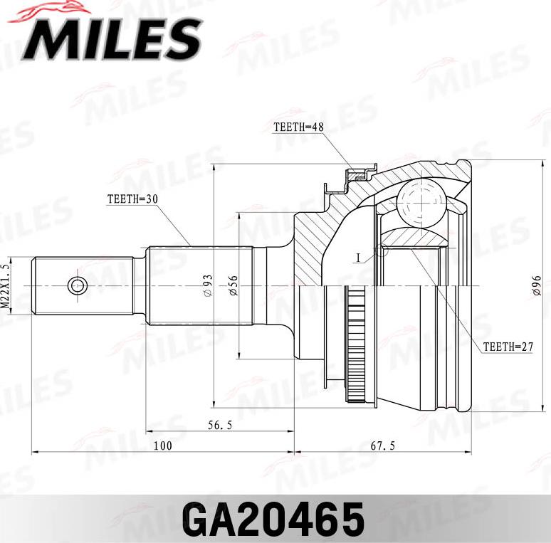 Miles GA20465 - Шарнирный комплект, ШРУС, приводной вал unicars.by