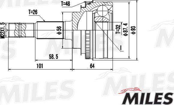 Miles GA20461 - Шарнирный комплект, ШРУС, приводной вал unicars.by