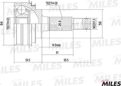 Miles GA20467 - Шарнирный комплект, ШРУС, приводной вал unicars.by