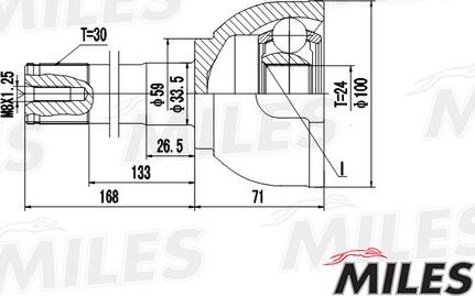 Miles GA20488 - Шарнирный комплект, ШРУС, приводной вал unicars.by