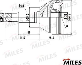 Miles GA20568 - Шарнирный комплект, ШРУС, приводной вал unicars.by