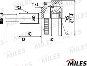 Miles GA20503 - Шарнирный комплект, ШРУС, приводной вал unicars.by